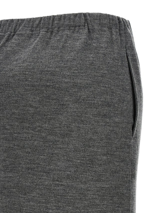 Gray Wool Midi Skirt