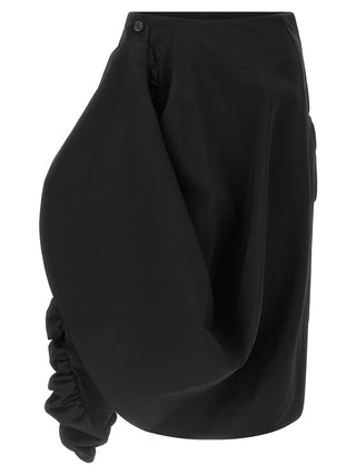 Black Wool Midi Skirt