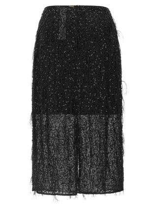 Black Polyester Midi Skirt