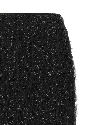 Black Polyester Midi Skirt
