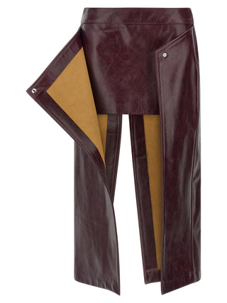 Bordeaux Cowhide Midi Skirt