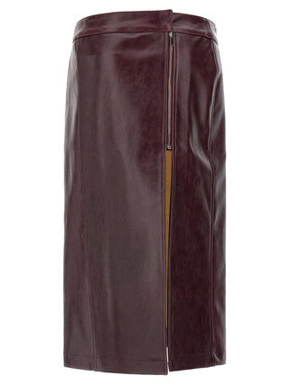 Bordeaux Cowhide Midi Skirt
