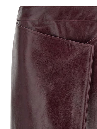 Bordeaux Cowhide Midi Skirt