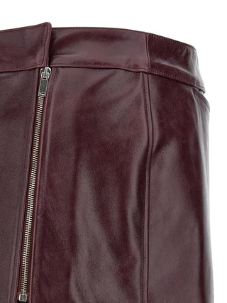 Bordeaux Cowhide Midi Skirt