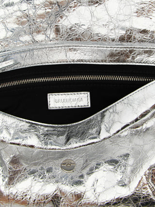 Silver Lamb Leather Clutch Bag