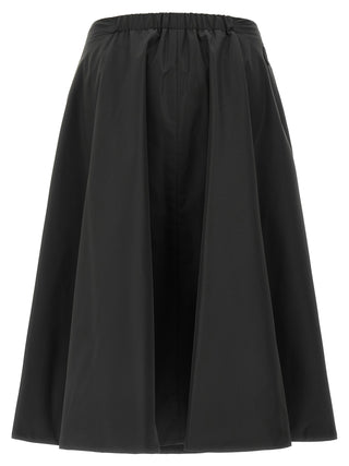 Black Polyester Midi Skirt