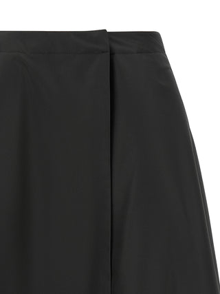 Black Polyester Midi Skirt