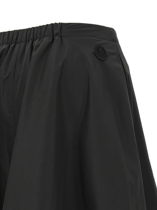 Black Polyester Midi Skirt