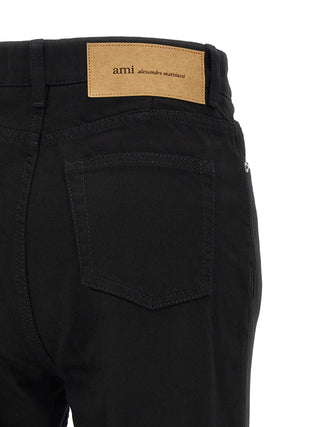 Black Cotton Flared Jeans