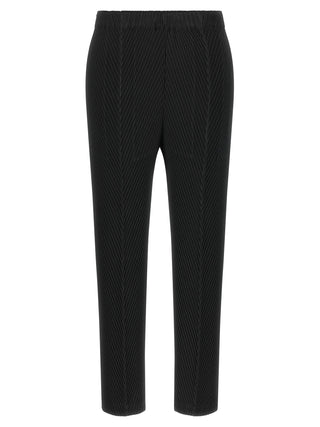 Black Polyester Cropped Pants