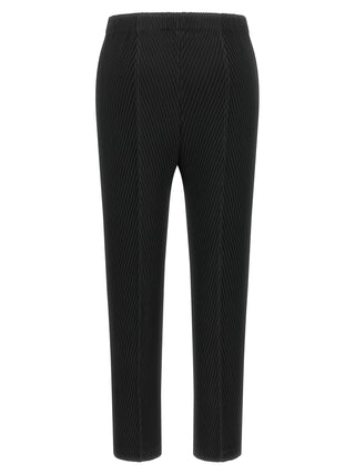 Black Polyester Cropped Pants