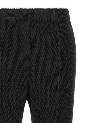 Black Polyester Cropped Pants
