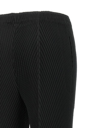 Black Polyester Cropped Pants