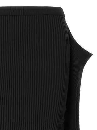 Black Polyester Midi Skirt