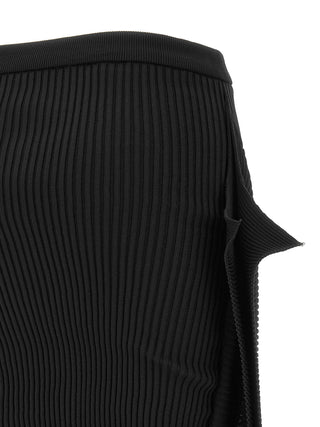 Black Polyester Midi Skirt
