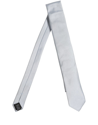 Men Light Blue Silk Classic Adjustable Tied Necktie Tie