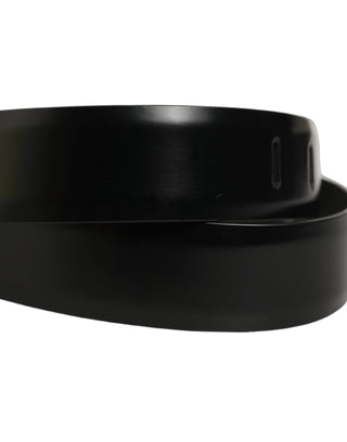 Black Leather Silver Tone Metal Buckle Belt
