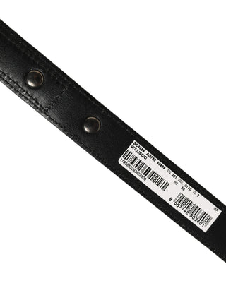 Black Leather Silver Tone Metal Buckle Belt