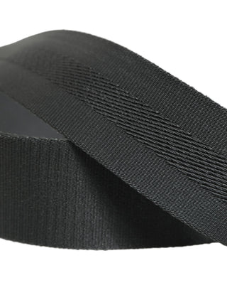 Men Gray Fabric Strap Logo Metal Buckle Belt