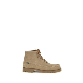 Beige Calf Leather Bos Taurus Lace-Up Boots