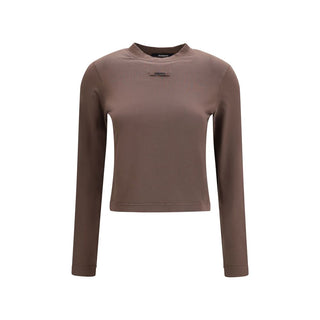 Brown Cotton Long Sleeve T-Shirt