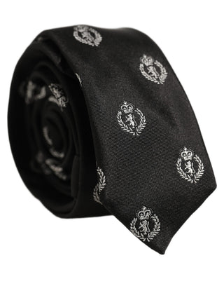 Black Crest Emblem Silk Adjustable Necktie Accessory Tie