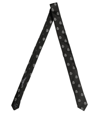 Black Crest Emblem Silk Adjustable Necktie Accessory Tie