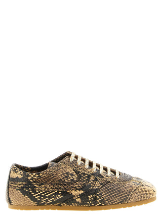 Beige Calfskin Low Top Sneakers