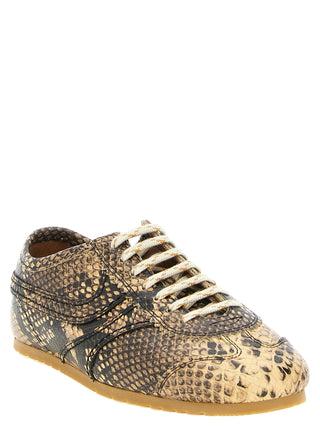 Beige Calfskin Low Top Sneakers