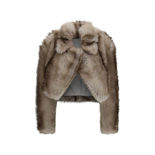 Gray Polyester Full-Length Jacket