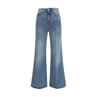 Blue Cotton Flared Jeans