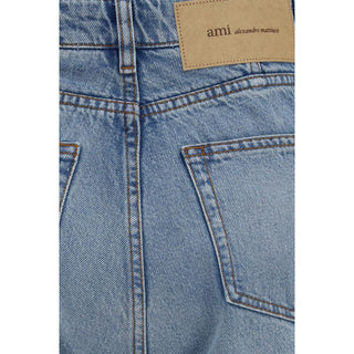 Blue Cotton Flared Jeans