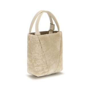 Beige Calf Leather Bos Taurus Backet Bag