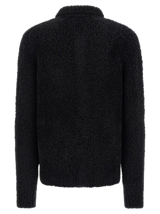 Black Alpaca Leather Cardigan