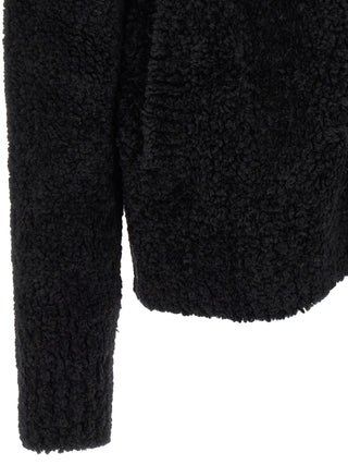 Black Alpaca Leather Cardigan