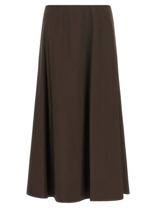 Brown Virgin Wool Midi Skirt