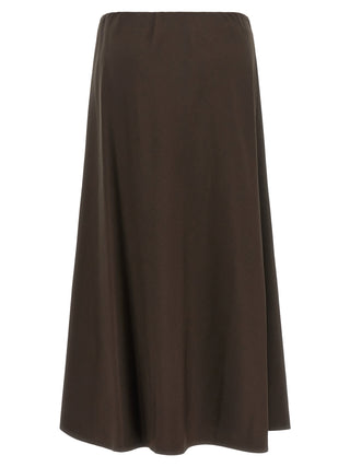 Brown Virgin Wool Midi Skirt
