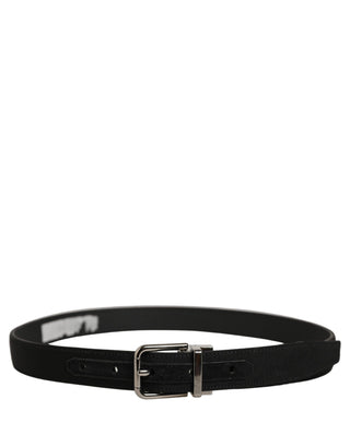 Black Classic Leather Silver Tone Buckle Belt