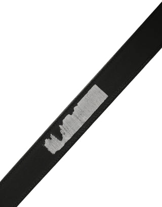 Black Classic Leather Silver Tone Buckle Belt