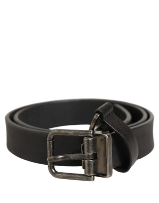 Black Leather Antique Finish Buckle Belt