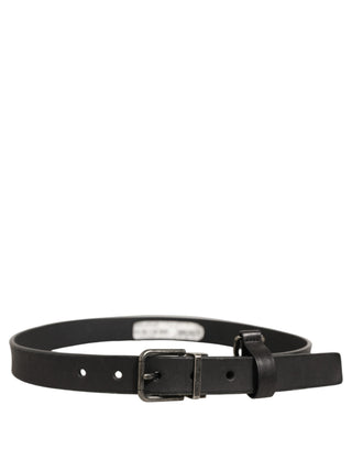 Black Leather Antique Finish Buckle Belt