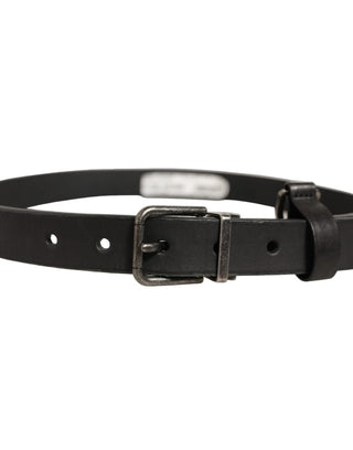 Black Leather Antique Finish Buckle Belt