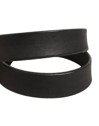 Black Leather Antique Finish Buckle Belt