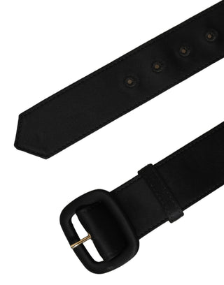 Black Wide Fabric Oval Buckle Cintura Belt