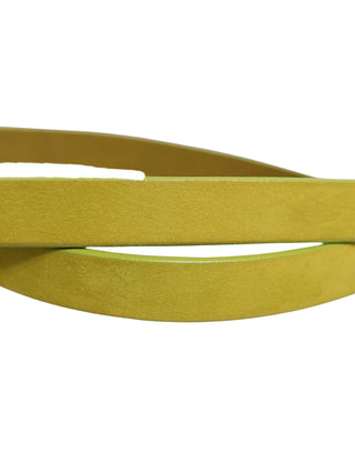 Yellow Waxed Leather Rustic Silver Logo Buckle Belt