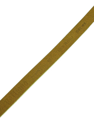Yellow Waxed Leather Rustic Silver Logo Buckle Belt