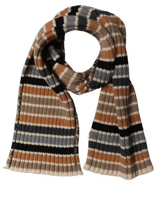 Multicolor Striped Knitted Viscose Shawl Scarf