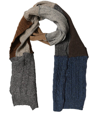 Multicolor Patchwork Wool Knit Shawl Scarf