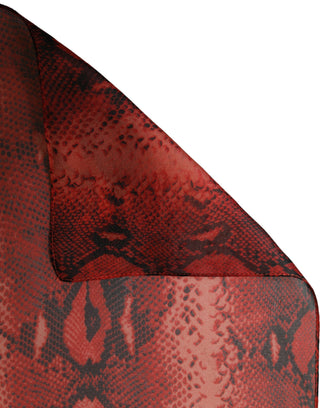 Red Black Printed Silk Sheer Foulard Scarf