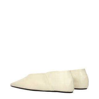 Beige Leather Ballet Flats